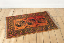 Load image into Gallery viewer, Orange vintage antique rug carpet 
