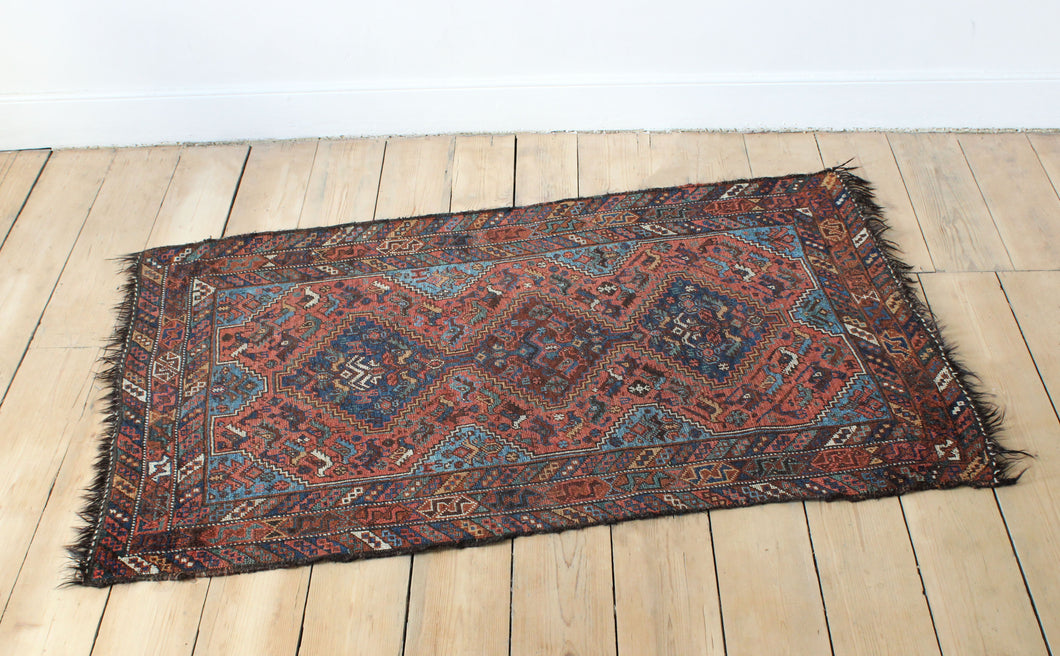Orange blue vintage antique rug carpet