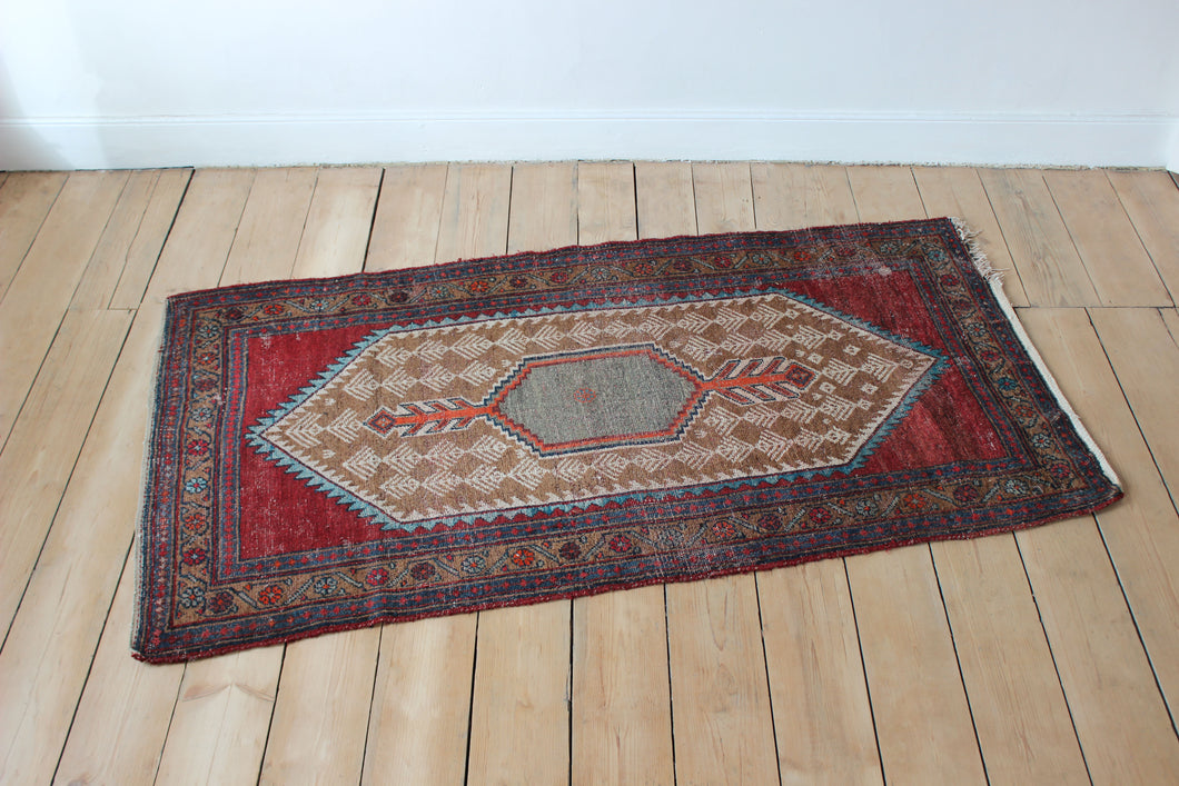 Red blue vintage antique rug carpet